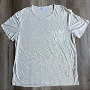 Onia Men's XL T Shirt Short Sleeve Cream Ivory White Linen Blend Pocket Tee